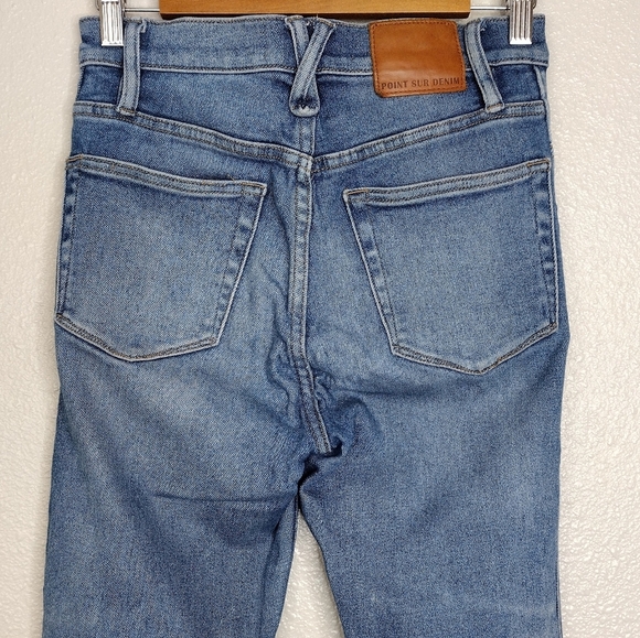 Point Sur Women's Denim Distressed High Tower Straight Jeans Size 27P - Picture 7 of 16